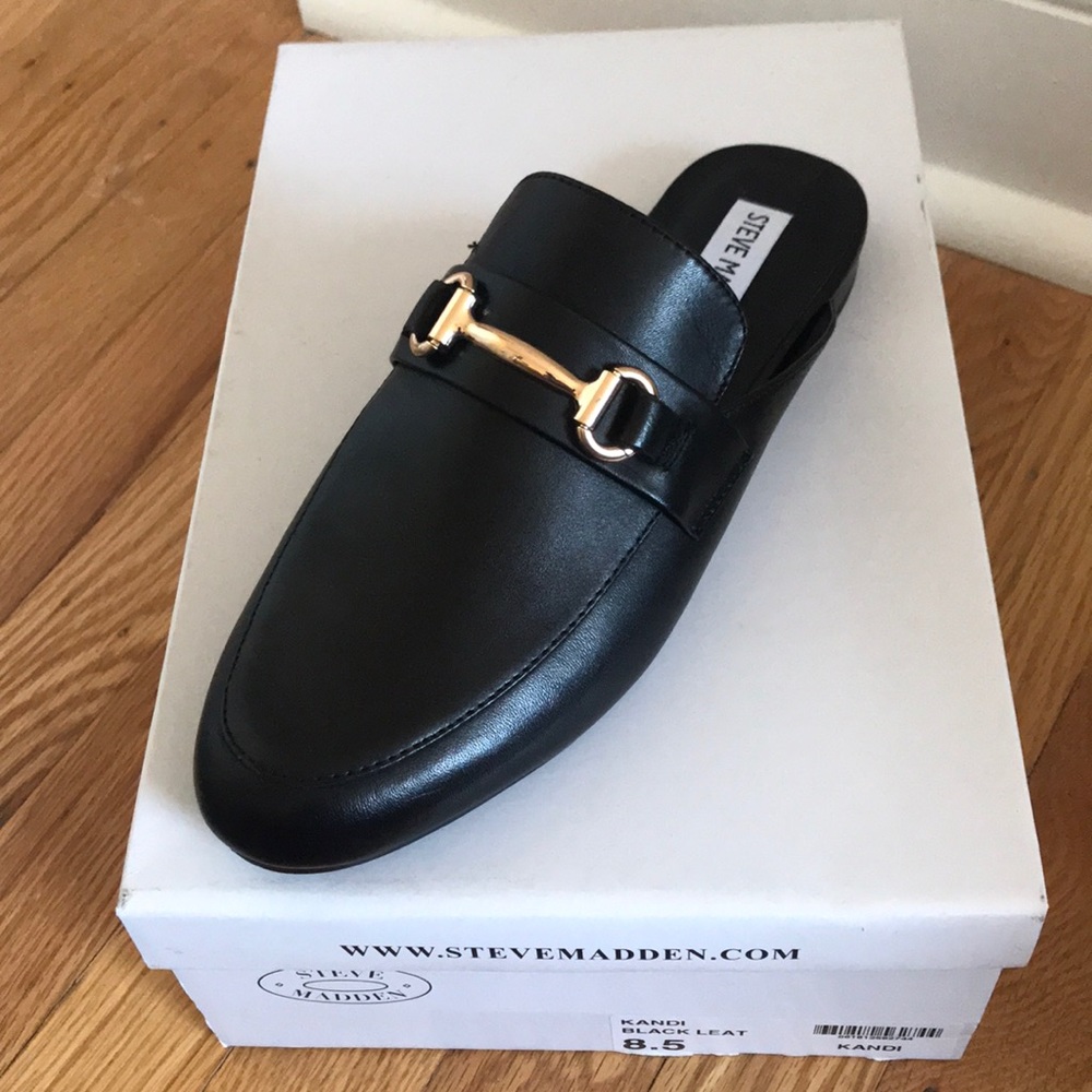 Steve Madden Black Leather Mule